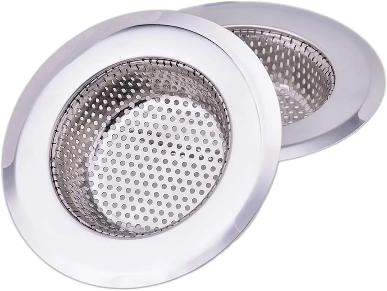 

4.5 Inch Diameter Rim Heavy Duty Stainless Steel Kitchen Sink Basket Strainer, Large (Pack of 2)
