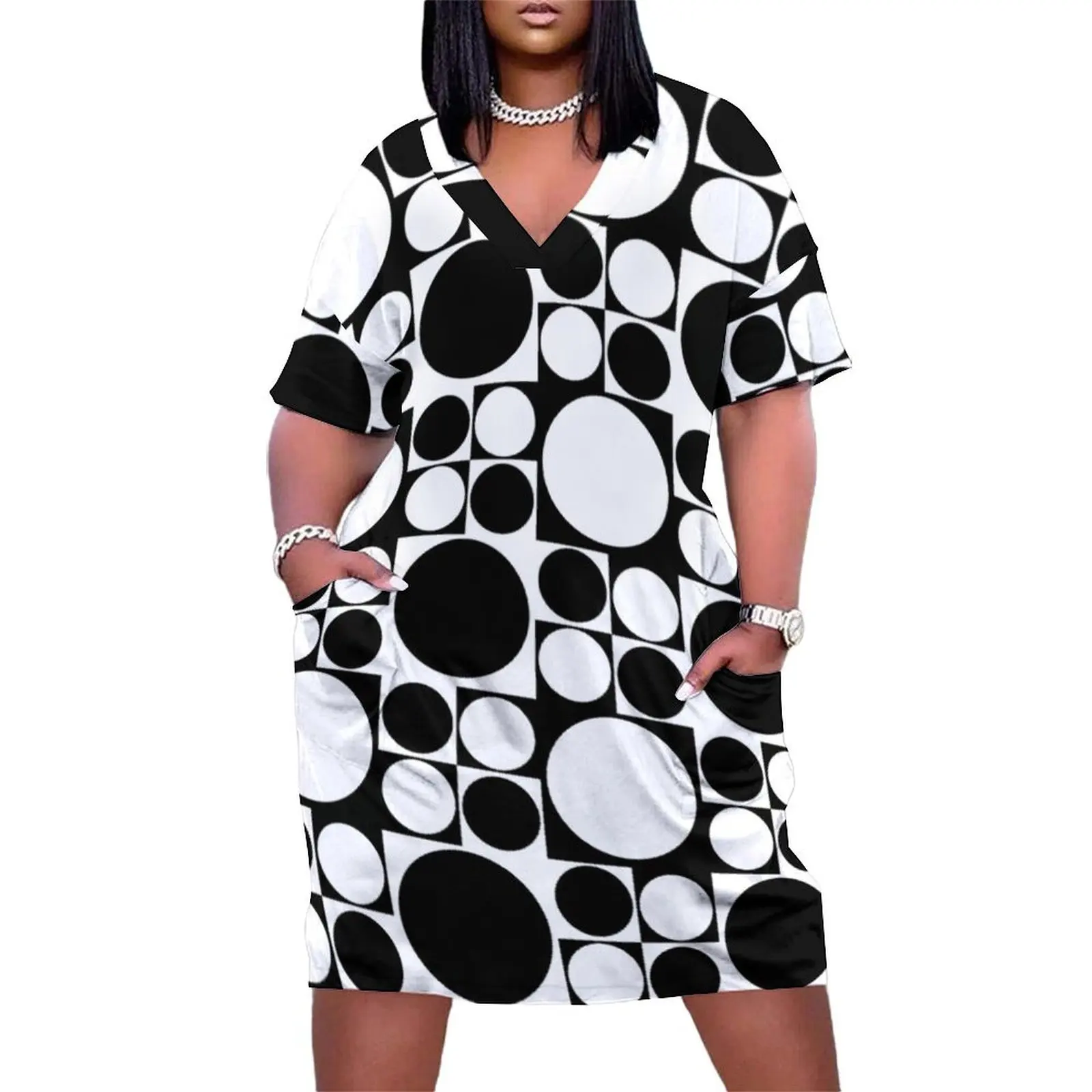 

Mod op art dress Loose Pocket Dress Women's summer suit beach outfits for women dress party night