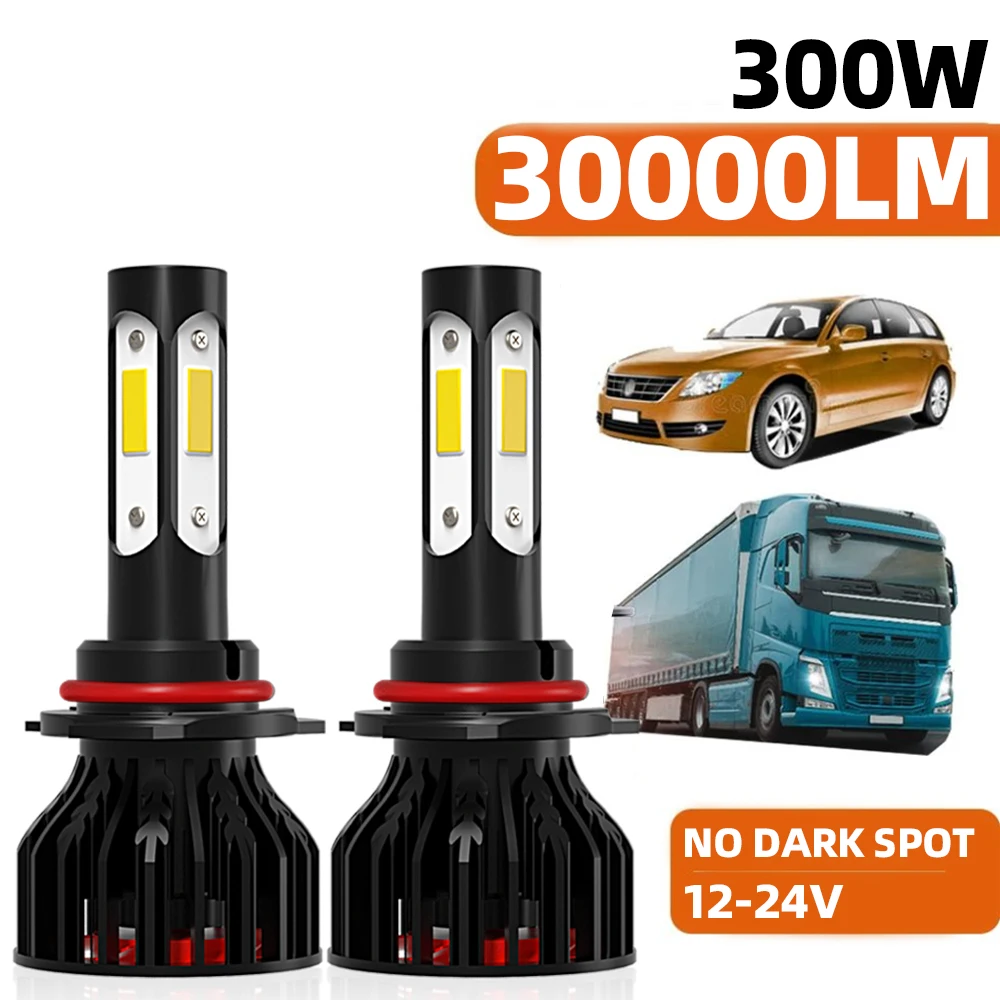 30000LM H1 H4 H7 LED Car Lights 300W CSP Chip 9004 9007 9005 HB3 9006 HB4 Auto Headlamp Bulbs 6000K 12V Super Bright Fog Lamps