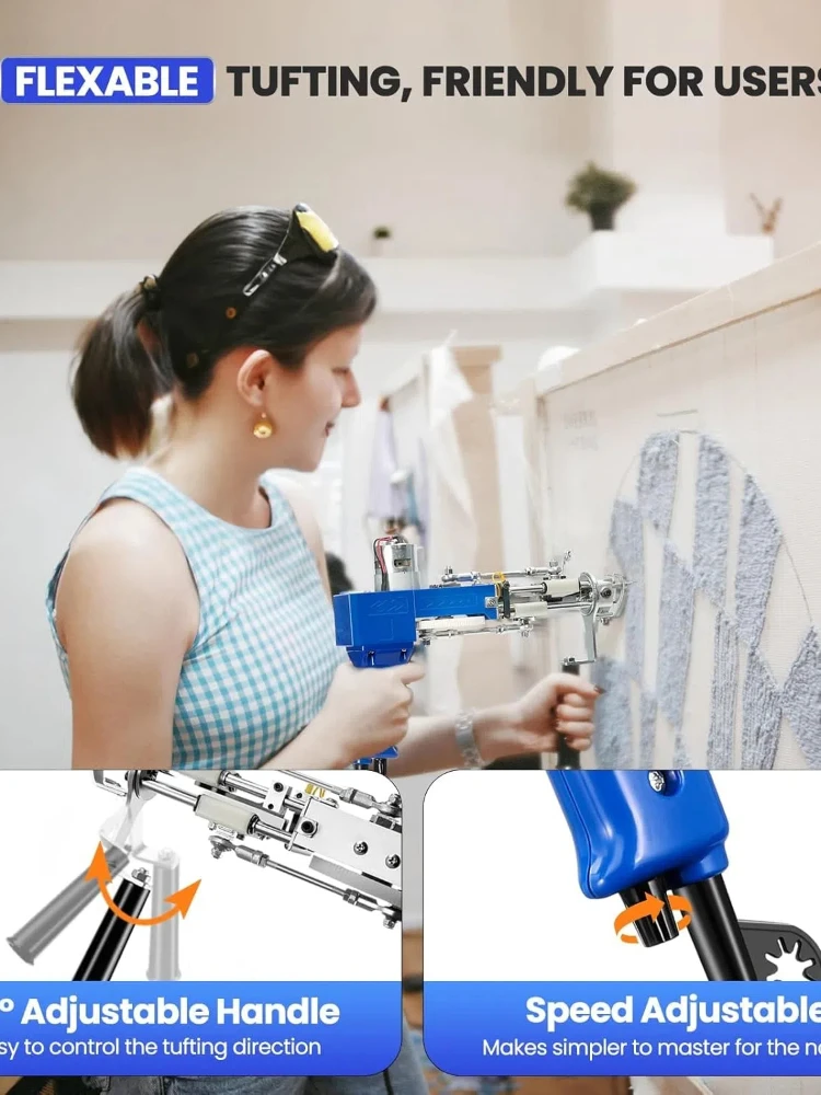 Elektrische 2-in-1 Tufting Gun Set met Stof, Tapijt Trimmer Carpettapis Breien Tuften Pistool Weven Massaal Tapijt Machine - afbeelding 2