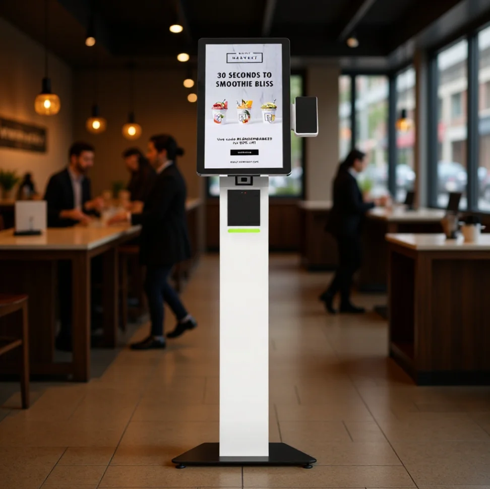21.5 Inch Automatic Touch Screen Ordering Kiosk For Restaurants Windows Interactive SDK Functionality Optional Barcode Reader