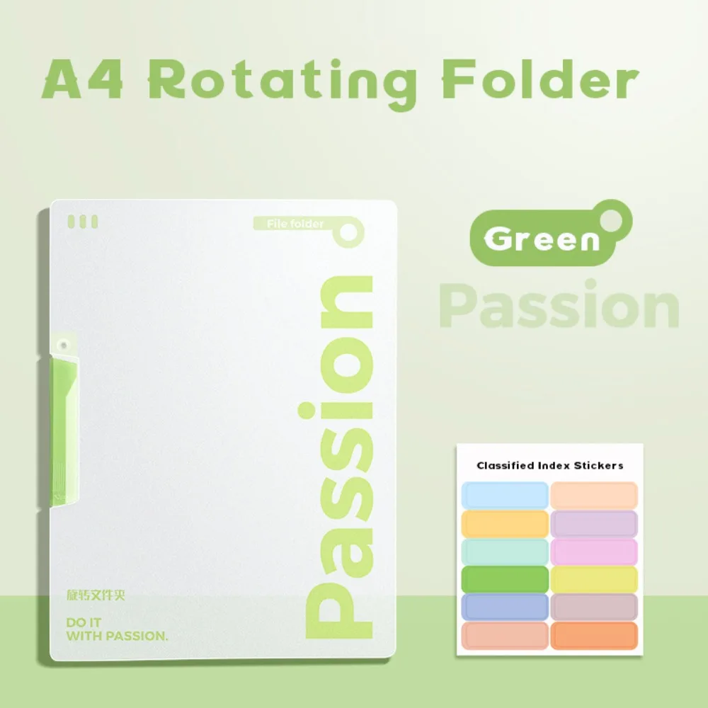 Multifunctional PP A4 File Folder Side Open-buckle Rotating Test Paper Storage Clip Transparent Document Display Book Gift