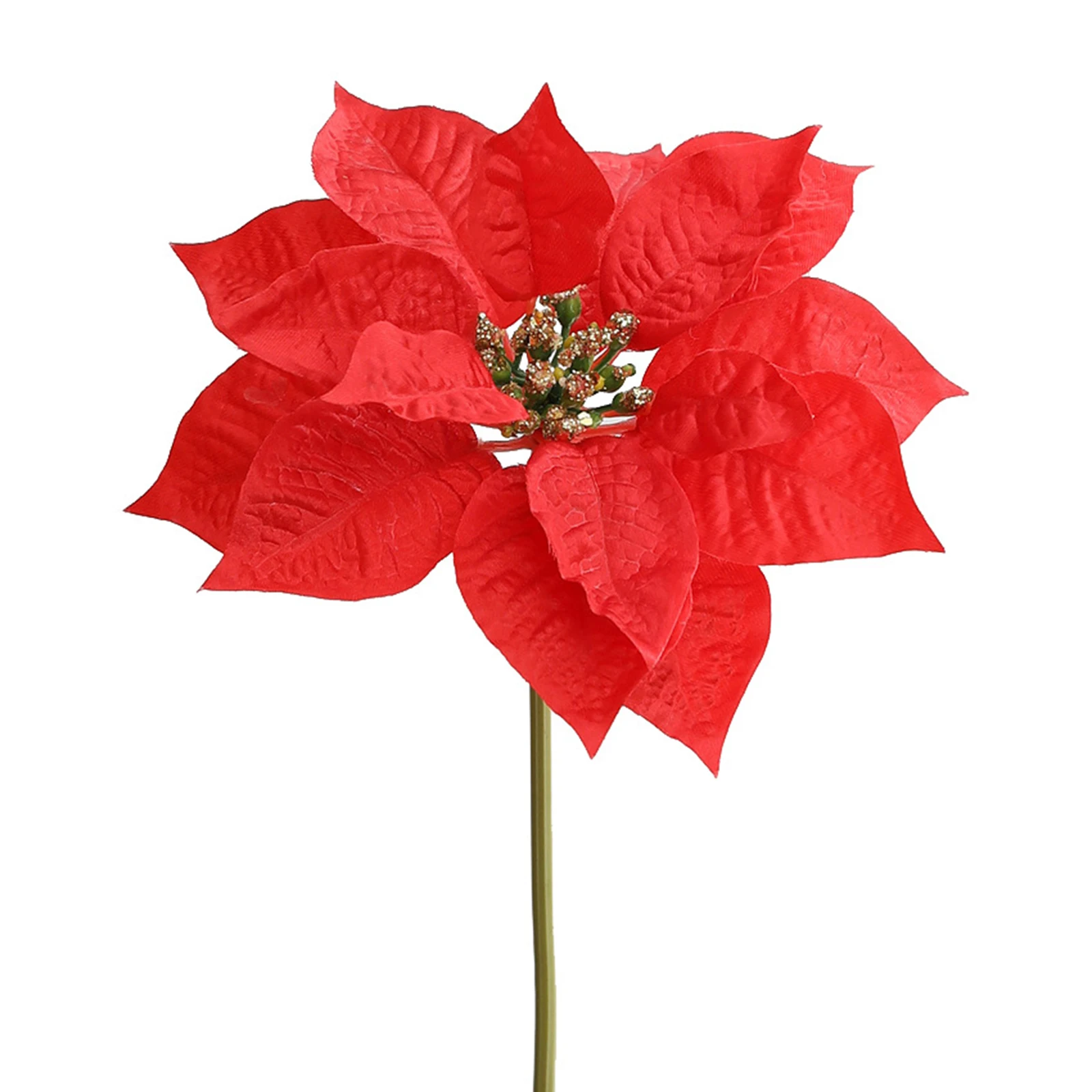 

Poinsettia Fake Flower Decoration For Indoor Outdoor Xmas Christmas Tree Ornament Cuttings Creativity Artificial Flowers