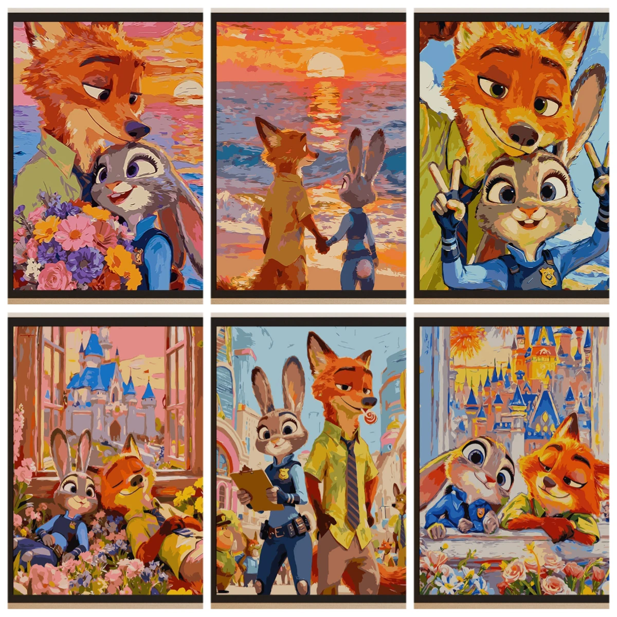 

Зверополис мультфильм ручная роспись раскраска DIY цифровая картина маслом акриловая детская раскраска наполнитель декоративная живопись