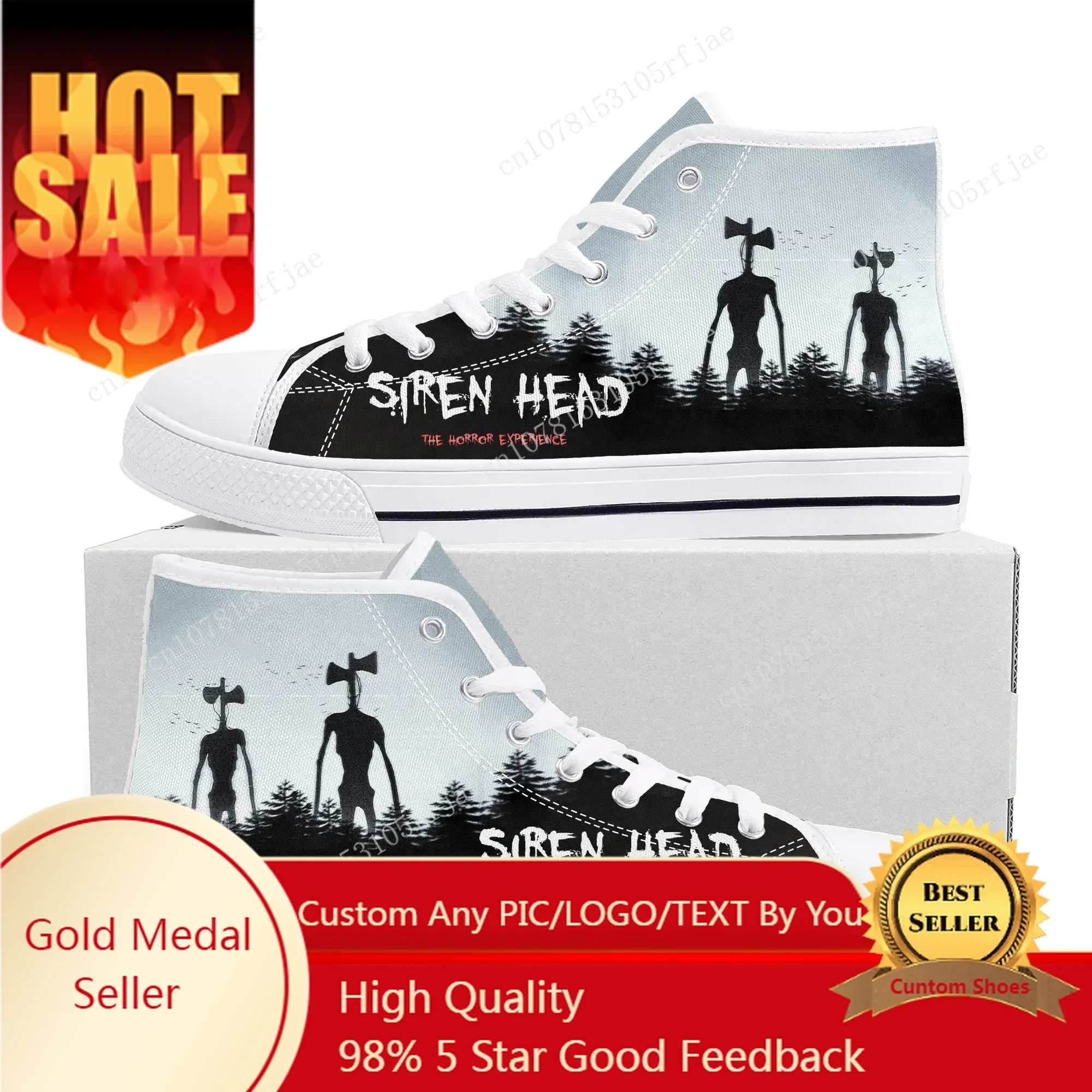 

Siren Head High Top Sneakers Hot Cartoon Game Mens Womens Teenager High Quality Fashion Canvas Shoes Casual Tailor Made Sneaker