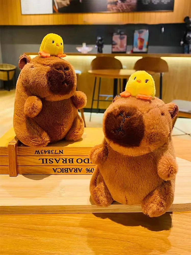 Funny Capybara Plush Toys Kawaii Stuffed Animals Fluffy Capybara Keyrings Backpack Keychain Pendants Plush Doll for Kids