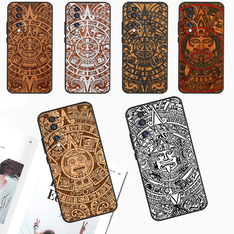 Mayan Calendar Wood Pattern Case For Huawei Nova 11i 8i 3i 11 Pro 10 9 SE 5T Y60 Y61 Y70 Y90 Y91 P20 P30 P40 Lite Cover