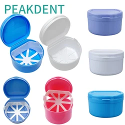 1Pcs Denture Cup with Strainer, Denture Bath Box False Teeth Storage Box with Basket Net Fake Teeth Cleaning Container Holder