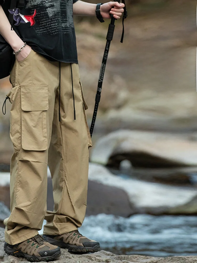 

Loose Straight Leg Men's Workwear Trousers Spring Autumn Faionable Casual Long Pants Comfortable Breathable Polyester Fiber