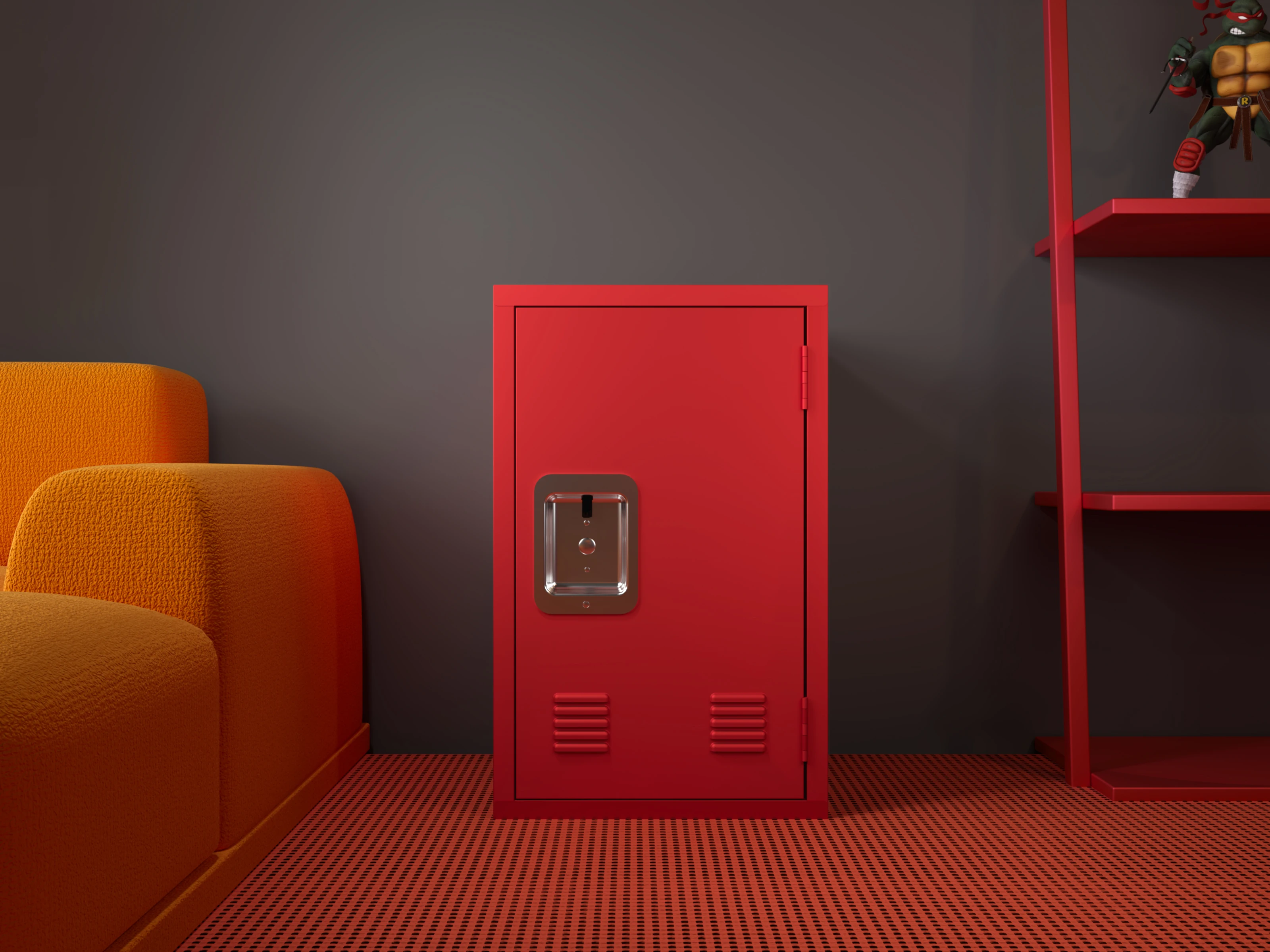 

Compact Red Steel Storage Cabinet: Detachable, Ample Storage Space, Easy Assembly