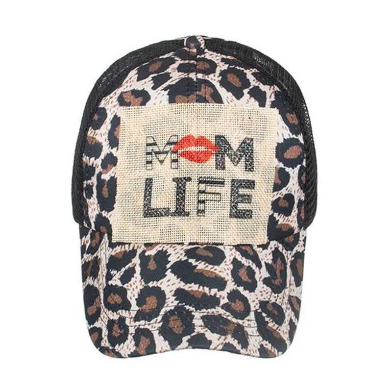 Summer Women\'s Hats Ponytail Baseball Caps Personality Leopard Print Breathable Mesh Cap Golf Cap Camping Party Hat Snapback Cap