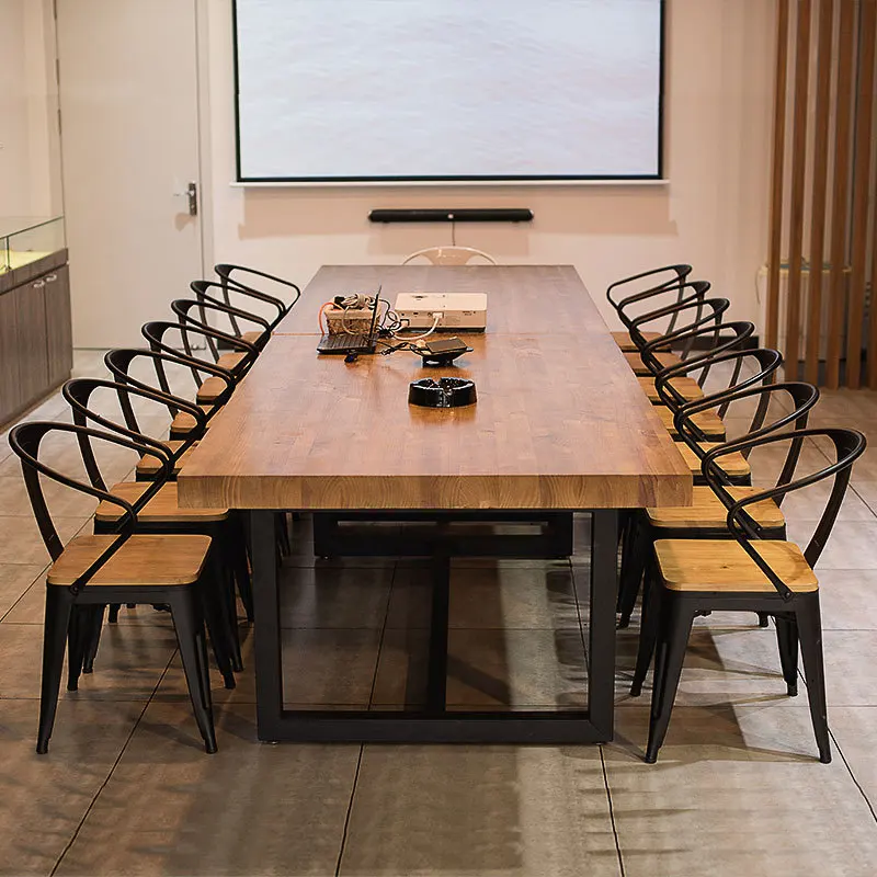 Simple solid wood desk LOFT industrial style staff office meeting negotiation