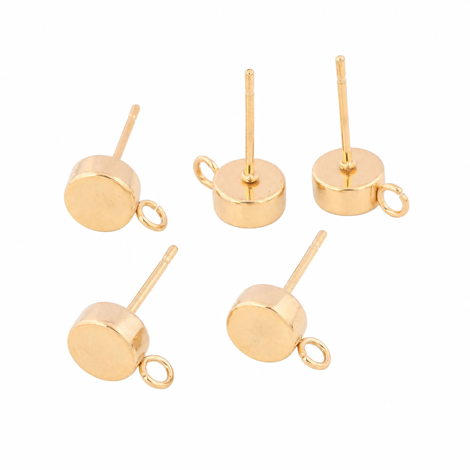 10 Stück Edelstahl Vergoldete 6mm Ohrstecker-Verbinder mit Öse DIY Schmuckherstellung Zubehör