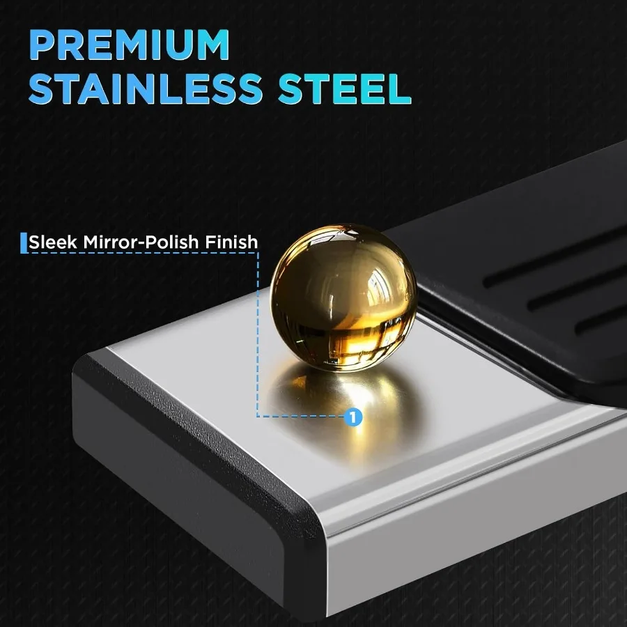 لوحات تشغيل 6.5 لـ 20092014 Ford F150 Super Crew Cab مرآة من الفولاذ المقاوم للصدأ خطوة جانبية Nerf Bar مع نمط ريدج لتعزيز