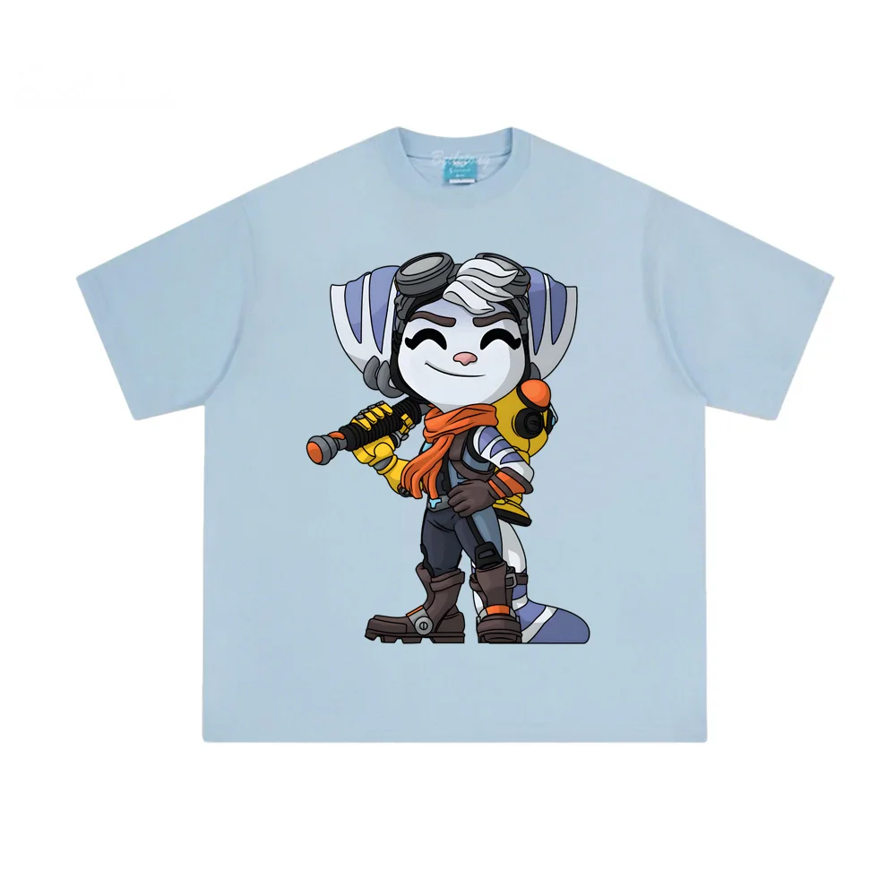 

Ratchet & Clank Rift Apart High Quality Comfortable TOPS shooting game Manga Printing Summer 100%cotton Gaming Cute T-shirt