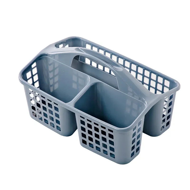 Plastic Shower Caddy Basket with Compartments Portable Cleaning Supply Storage Organizer Handle for College Dorm Bathroom