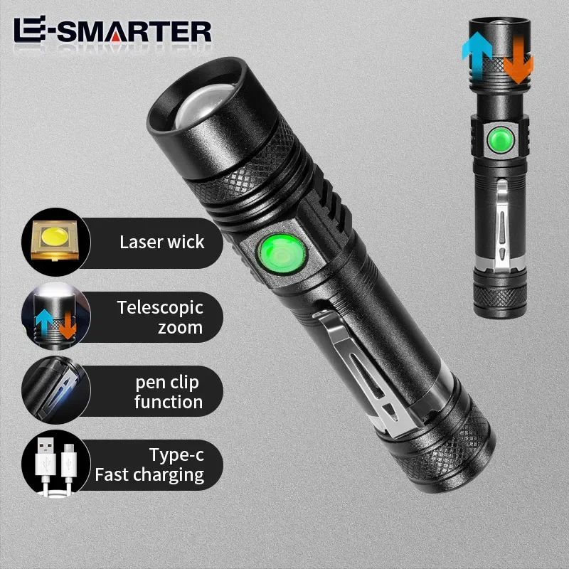 Ultra Bright Flashlight USB Linterna LED Torch Lanterna Power Tips Bicycle Light Rechargeable Use 18650