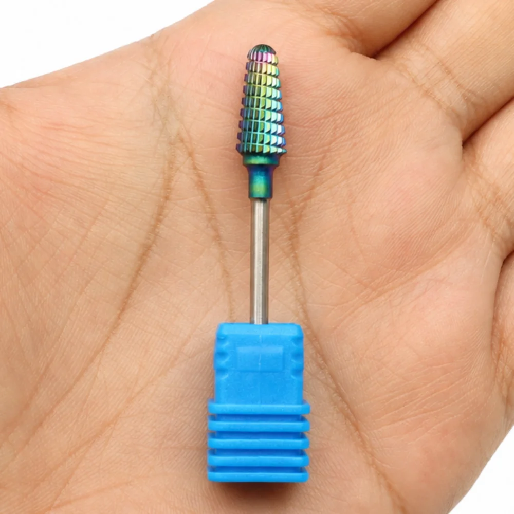 1 Stück 6mm Regenbogen-Spiral-Wolframkarbid-Nagelbohrer mit 2,35mm Schaft für Maniküre-Pediküre-Rotationswerkzeug