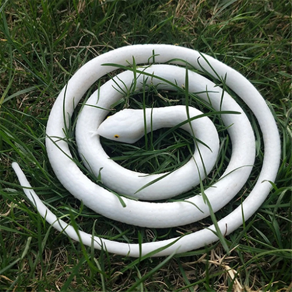 80-140CM Fake Snake Toy Simulation Snake Realistic Snake Prank Prop Cosplay Props Tricky Playthings for Kids Children (White)