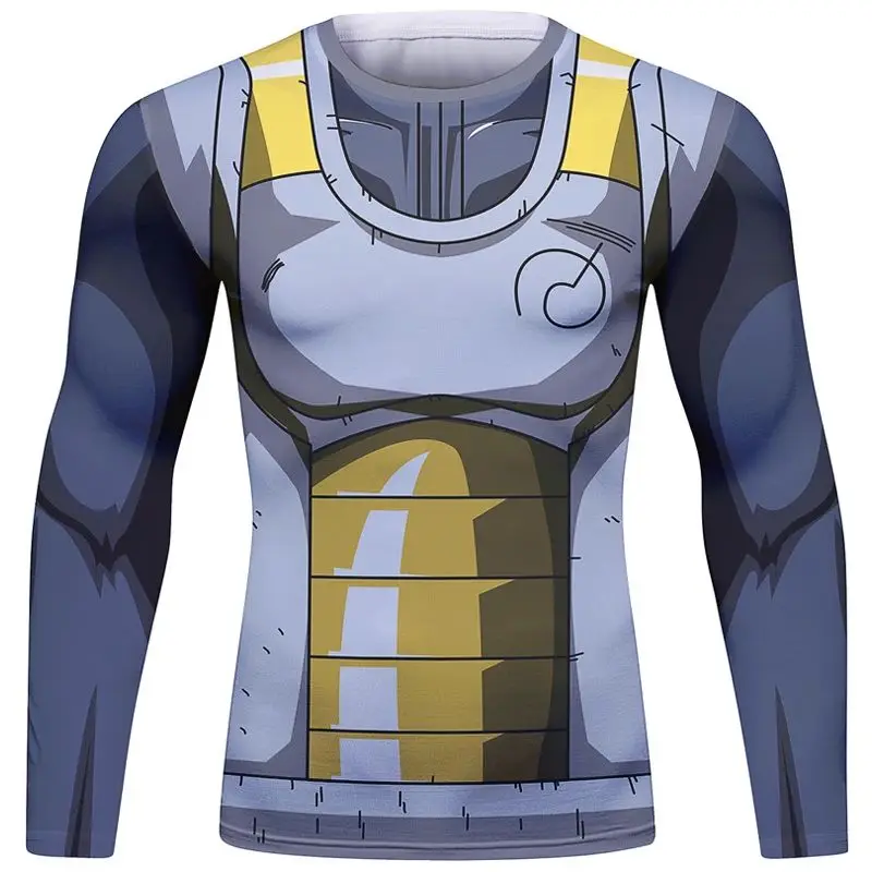Dragon Ball Gym Shirt Herren Anime GOKU Cosplay Kostüm T-Shirt Schnell trocknend Langarm Fitness Bodybuilding Workout Sport Shirts