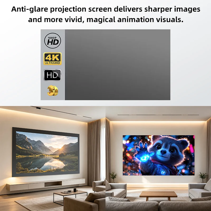 Multi SizeAnti-Glare 4K 1080P 3D Projector Screen 16:9 Foldable Portable Wall Hanging Projection Screen for Home Outdoor Camping