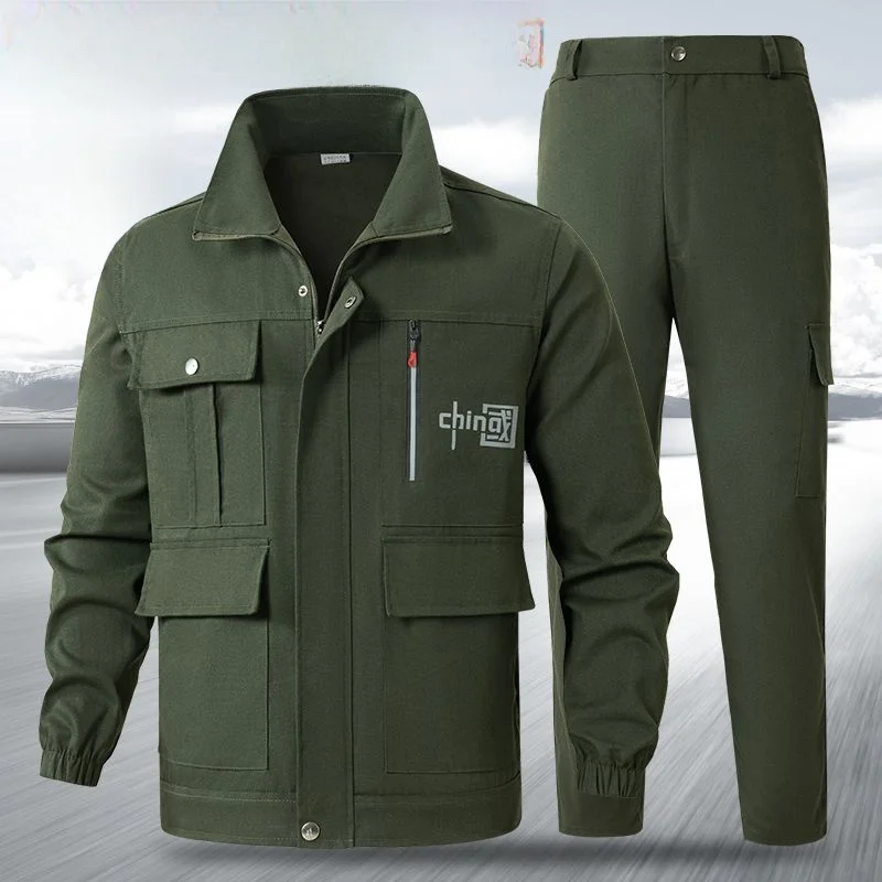 

Pure Cotton Workwear Men's Spring Autumn Long Sve Wear Resistant Dir Labor Protection Suit Auile Repair We...