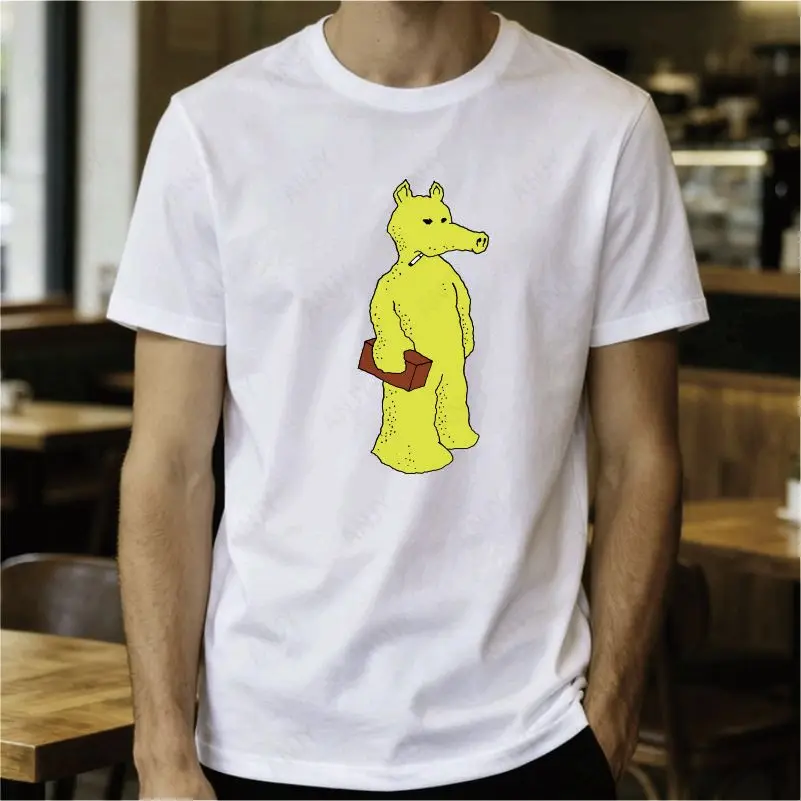 Cartoon Monster Black Vinyl Record Printed Short Sleeve T-shirt Underground Hip Hop Madlib Surrounding Men's and Women'sTops