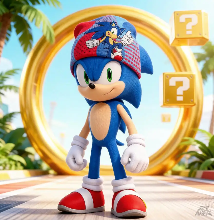 

Blue Hedgehog Character Print Cotton Cap Sonic Beanie/Shadow/Knitted Beanie for Boys and Girls Cosplay Accessories and Gifts