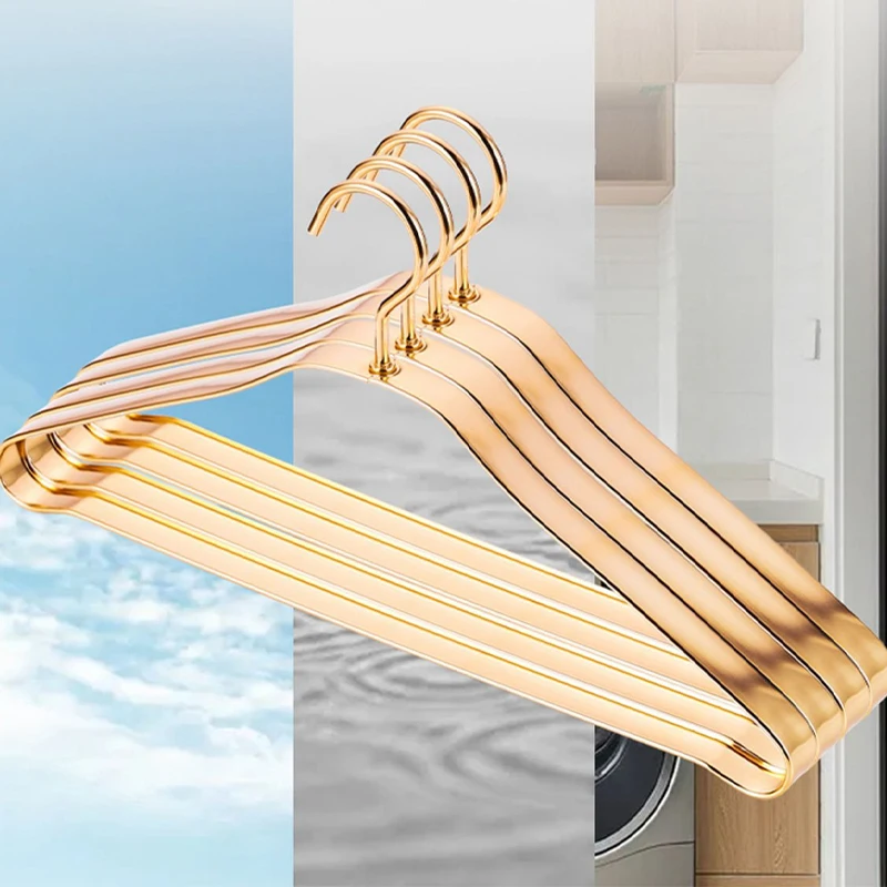 5PCS Premium Metal Coat Hangers,Luxury Hanger with 2.2cm Wide Shoulder for Closet,Gold Aluminum Alloy Clothes Rack for Sweater