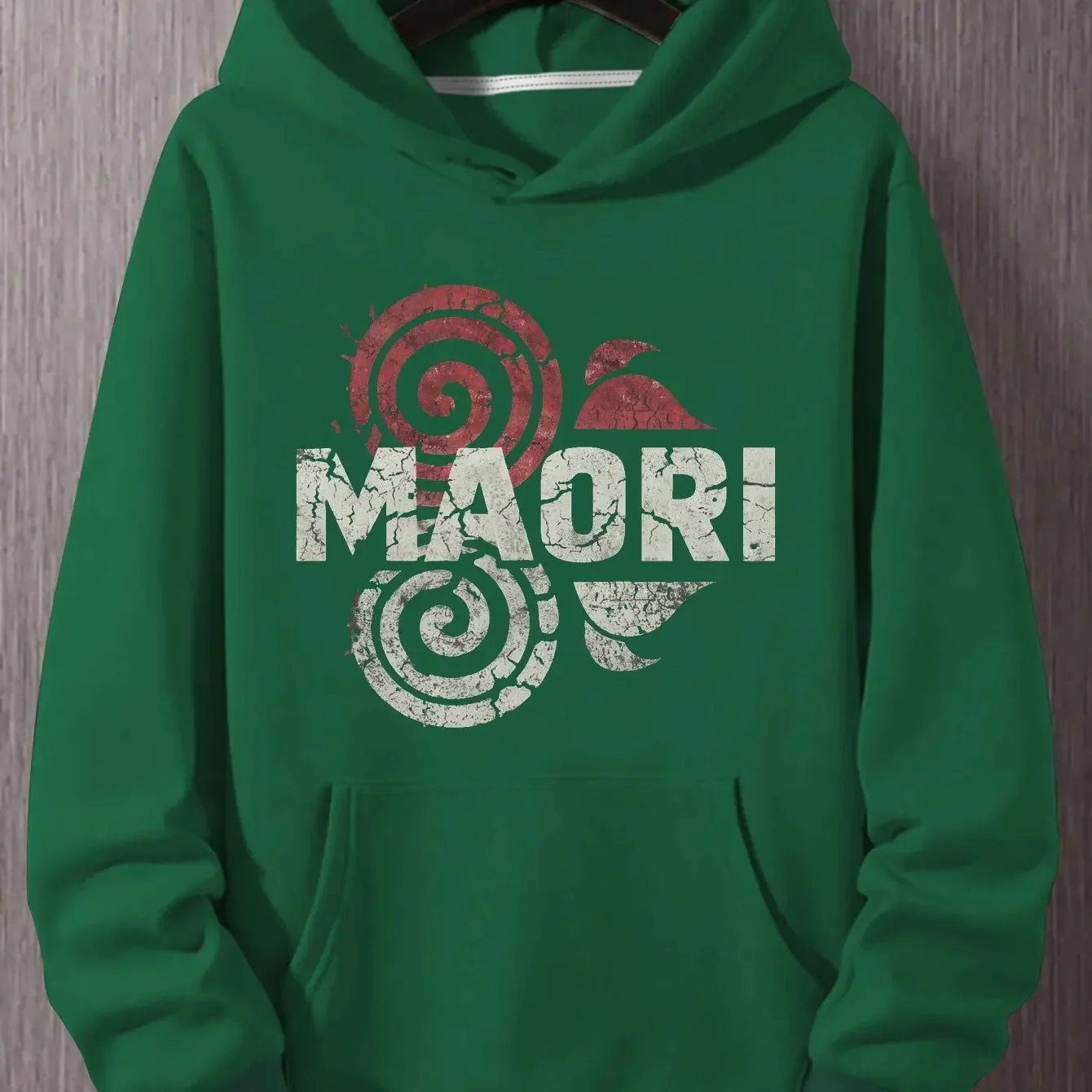 Men'S Plus-Size Hoodies Featuring a Koru Design in Bark MAORI Plus Size