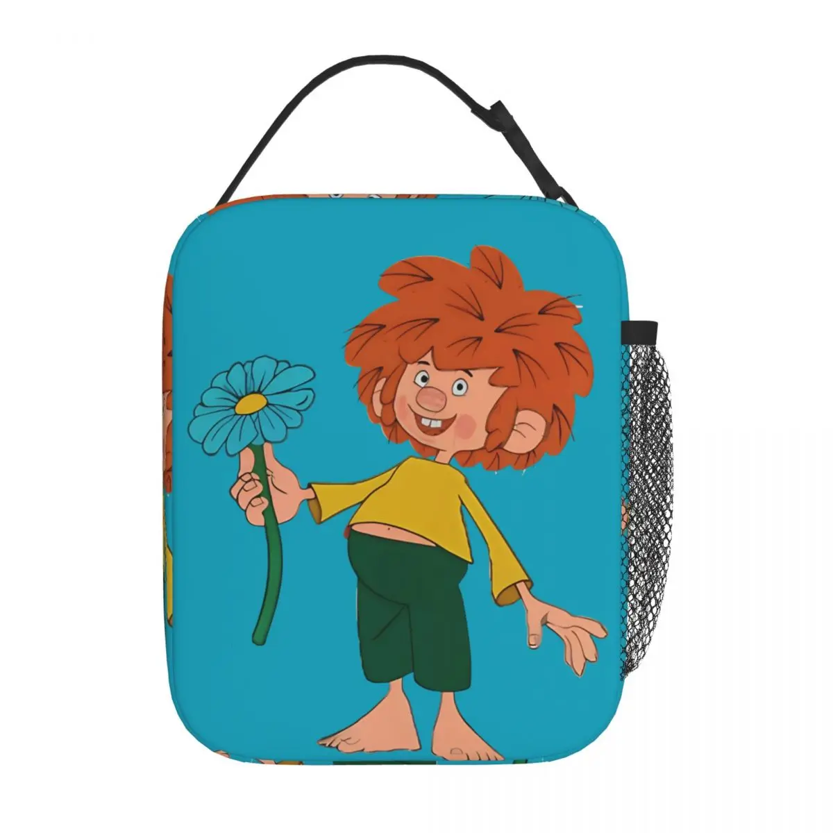 Pumuckl Gives A Beautiful Blue Flower Insulated Lunch Bag High Capacity Reusable Cooler Bag Tote Lunch Box Bento Pouch