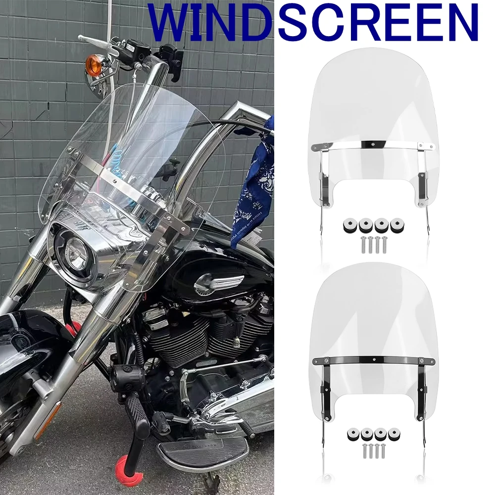 Quick Release Touring Motorcycle Windscreen Windshield For Harley Softail Fatboy FLFB FLFBS 2018-26 Wind Deflector Shield Screen