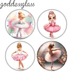 New ballet baby girl cute dancing girl 10pcs mix 12mm/18mm/20mm/25mm Round photo glass cabochon demo flat back Making findings