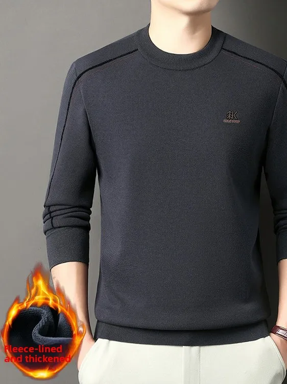 Suéter Casual de Manga Larga con Cuello Redondo para Hombre, For de Felpa Premium, ueso, Estilo Otoño Invierno, Cómodo ...