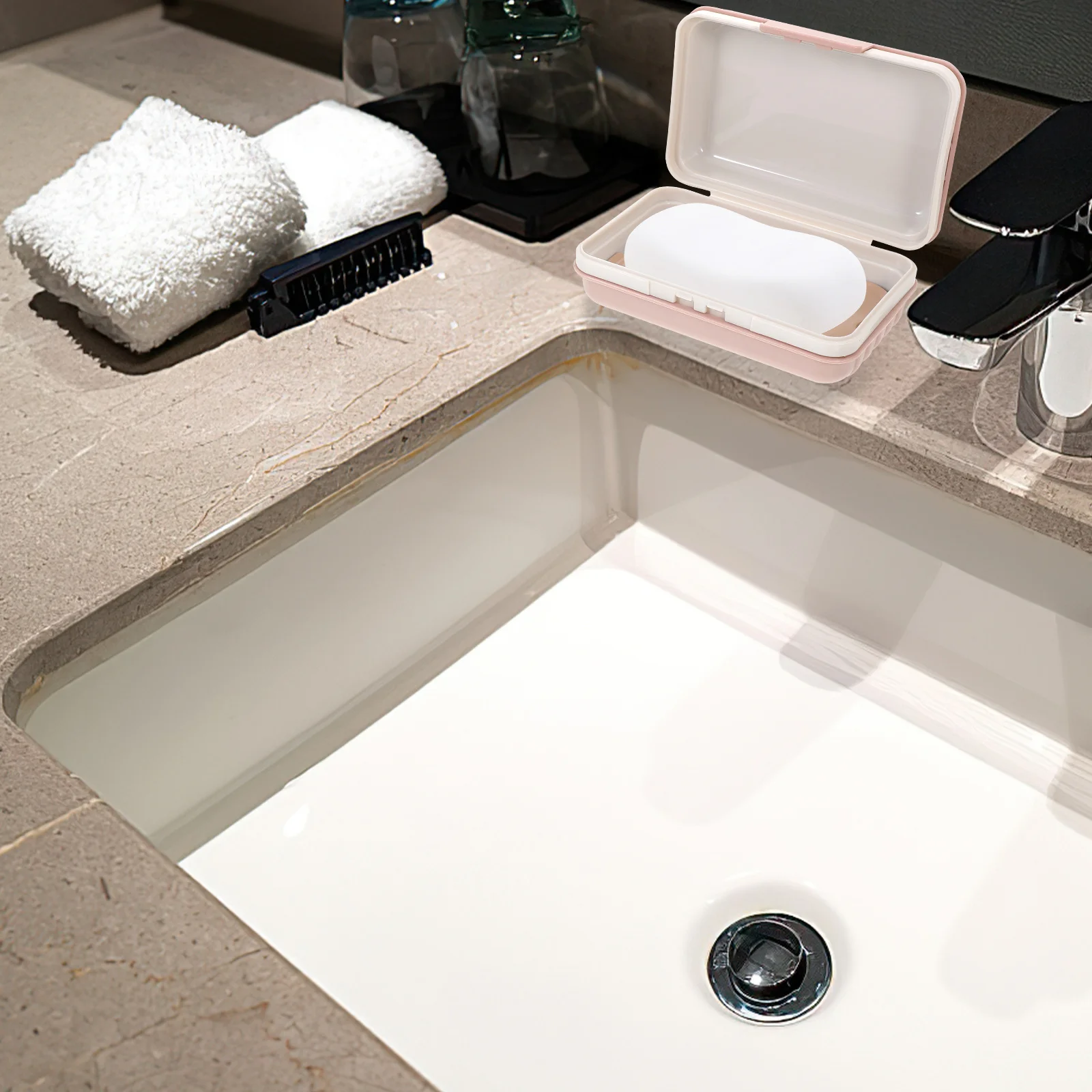 

2pcs Portable Lid Leakproof Travel Holder Box For Bathroom Kitchen Shower Soap Dish Hotel Shower Soap Container