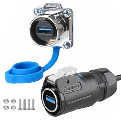 CNLINKO IP68 Waterproof M24 USB 3.0 Connector—Female Socket & Male Plug with 0.5m/1m/2m/3m Extension Cable for Industrial Use