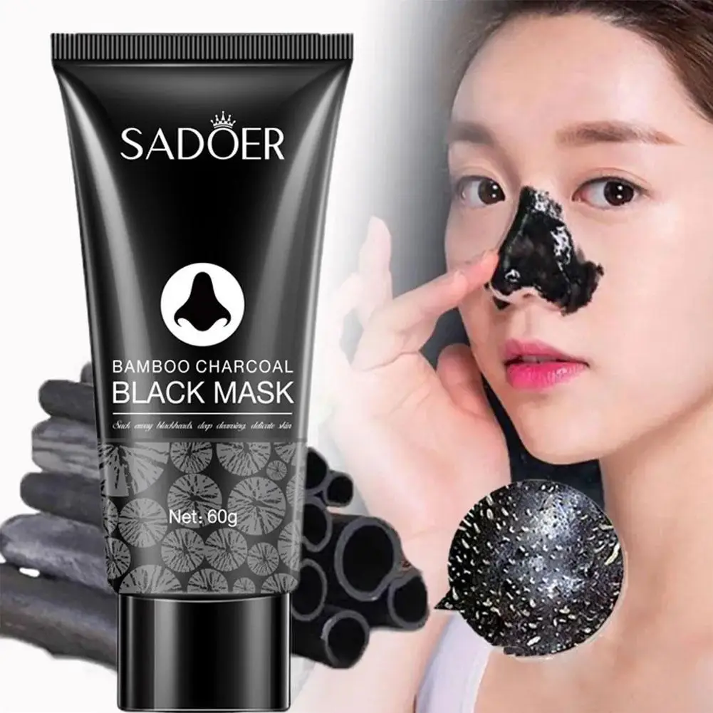 

60g Blackhead Remover Black Mask Face Acne Treatment Peeling Peel-Off Shrink Pores Bamboo Charcoal Cleaning Nose Mask