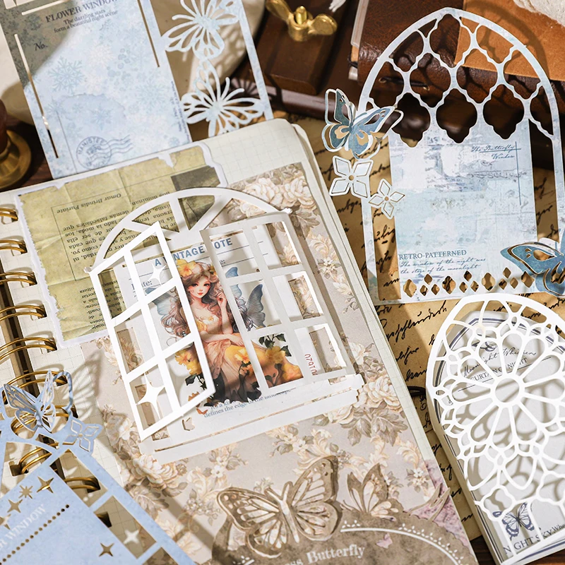 10pcs Vintage Materials Paper Combo Kit DIY Junk Journal Collage Photo Album Retro Decor Scrapbook Lace paper