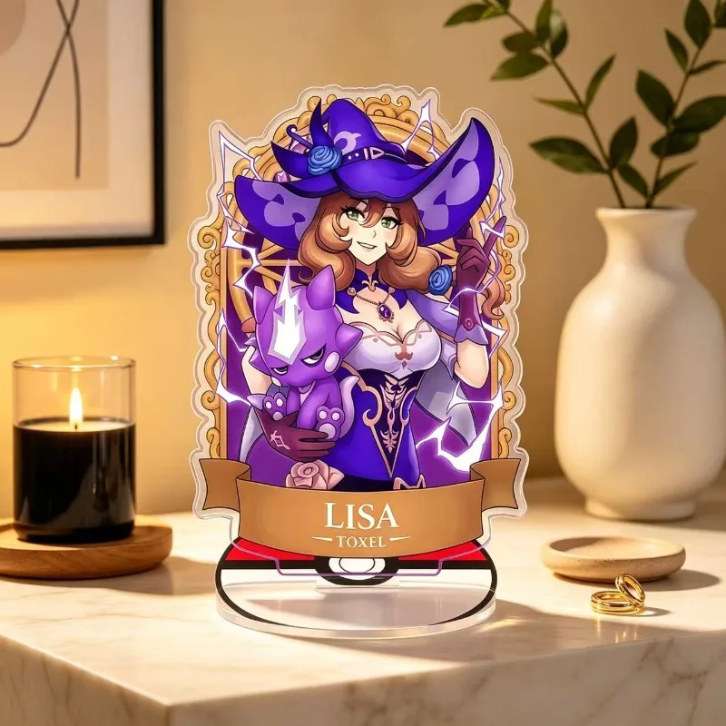 Standing Sign for Pokemon Lisa Diona Qlql DiLuc Xinyan Acrylic Desktop Stand Decorating Self Made Collection Toy Fans Gift