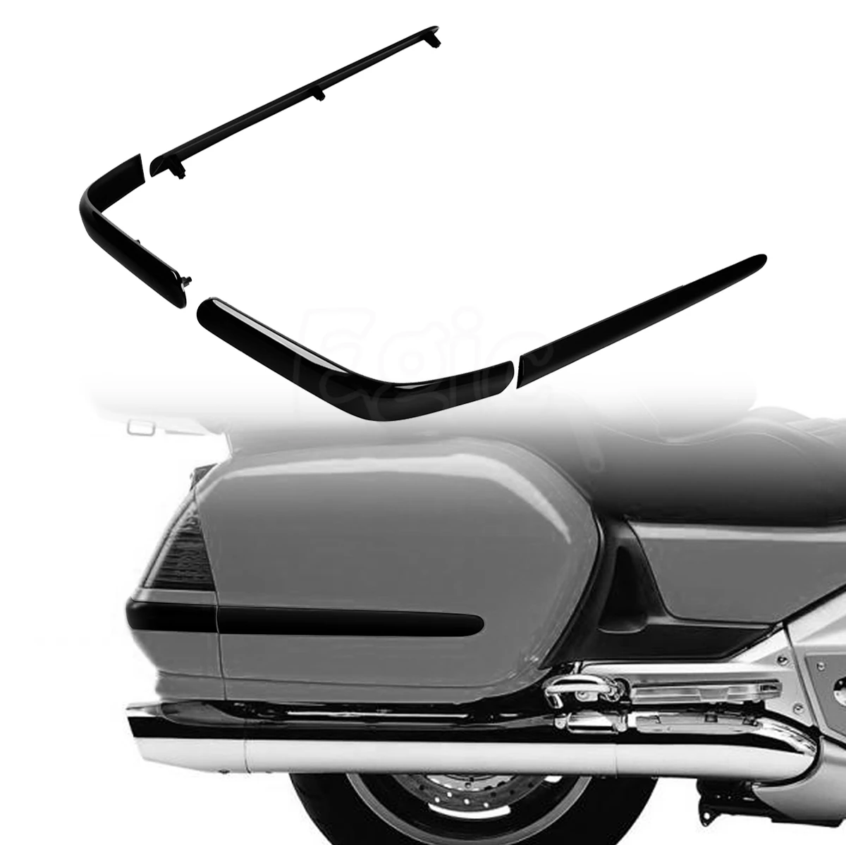 

Motorcycle Saddlebag Moulding Panel Decoration Strips Fit for Honda Goldwing GL1800 2001-2009 2010 Gloss Black GW Accent Trims