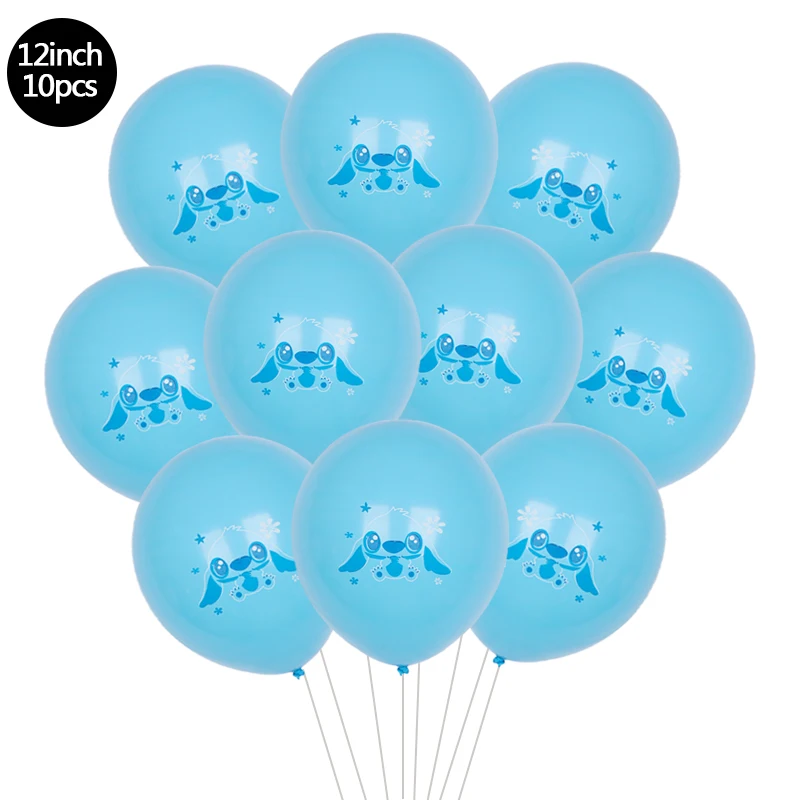 10PCS 12Inch Disney Lilo Stitch Latex Balloon Set Globo Boy Girl\'s Birthday Party Baby Shower Party Decorations Kid Toys Gift