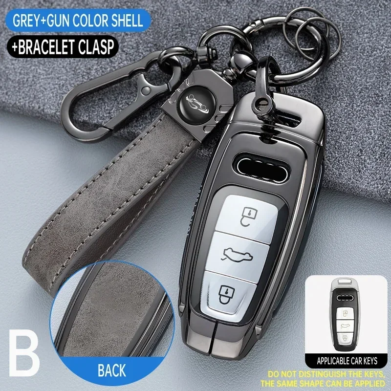 

Zinc Alloy Car Remote Key Case Cover Shell For Audi For Audi A6 A7 A8 E-tron Q5 Q7 Q8 C8 D5 Protector Holder Fob Car Accessories