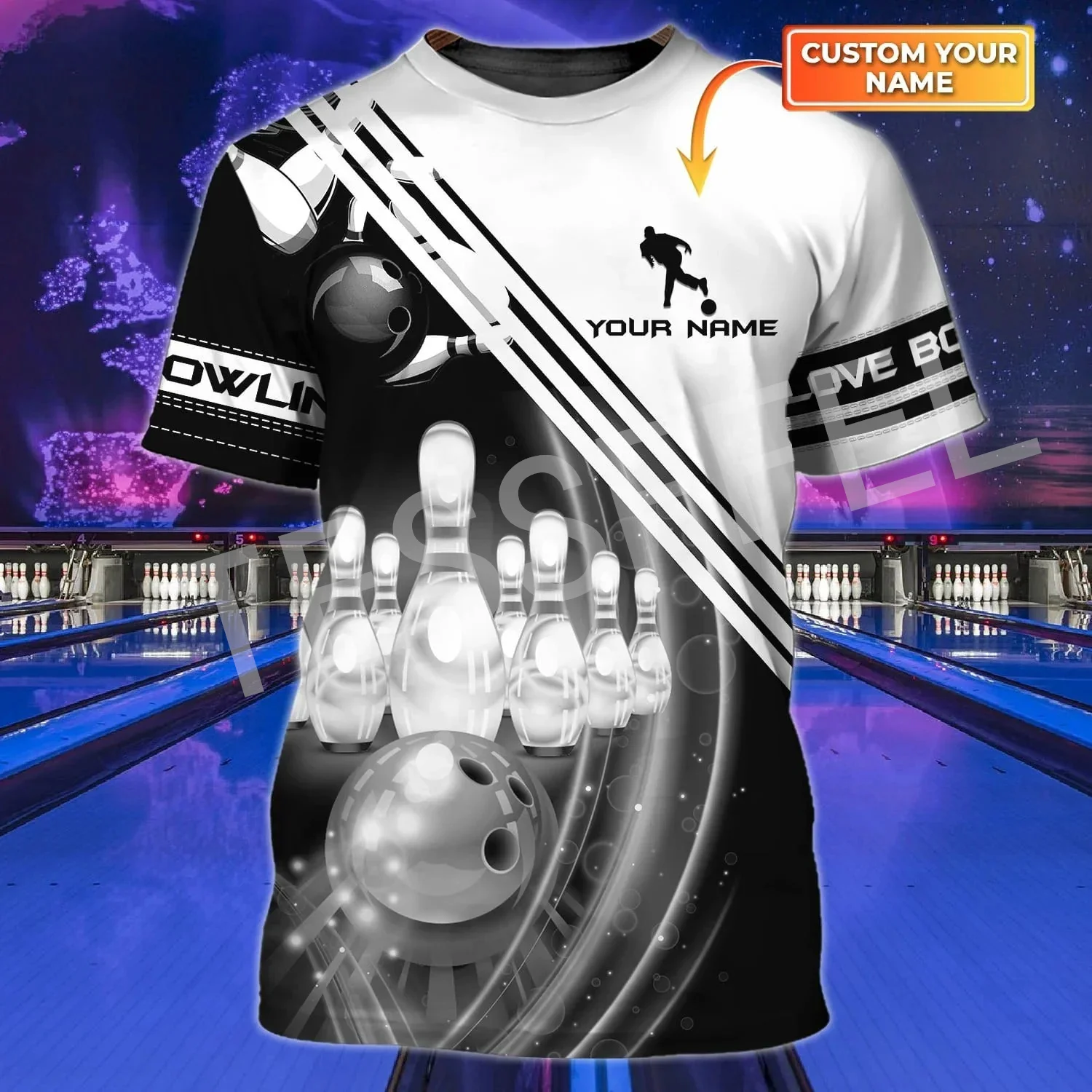 NewFashion Custom Name Sports Bowling Player Tattoo Summer Harajuku 3DPrint Streetwear Casual T-Shirts Men/Women Short Sleeves C