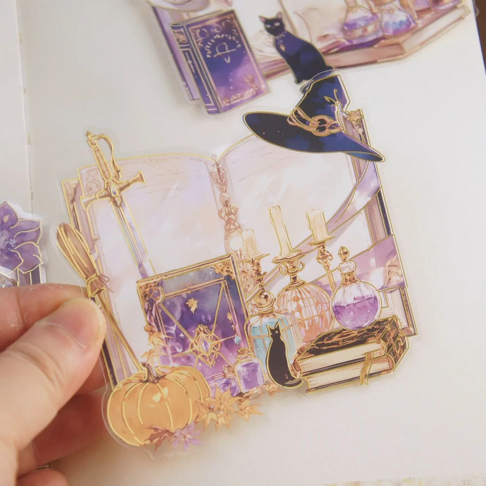 

6 Sheets Gold Line Magic Book PVC Sticker Scrapbooking DIY Gift Packing Label Decoration Tag