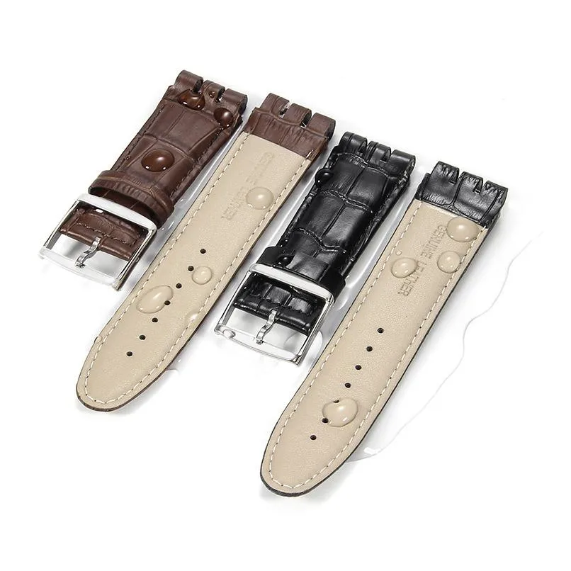 23mm Genuine leather watch strap Waterproof Sweatproof soft watchband Pin buckle Bracelet for Swatch YOS440 449 401G 447 448