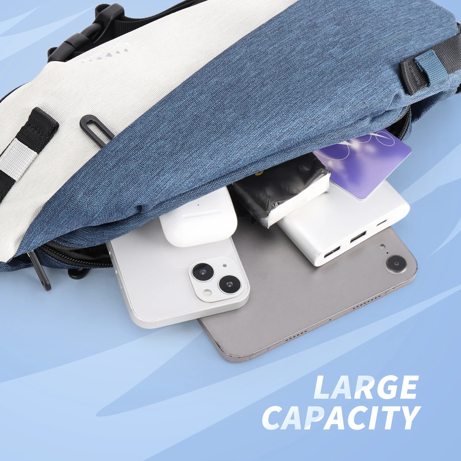 Marsupio a tracolla antifurto per uomo donna, zaino piccolo con una borsa a tracolla, zaino a tracolla per lo sport