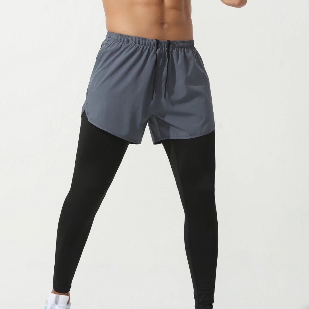 Men Running Trouser 2 In 1 Double Layer Pant Tight Training Basketball Legging Print Fitness Sweatpant Sport Trousers