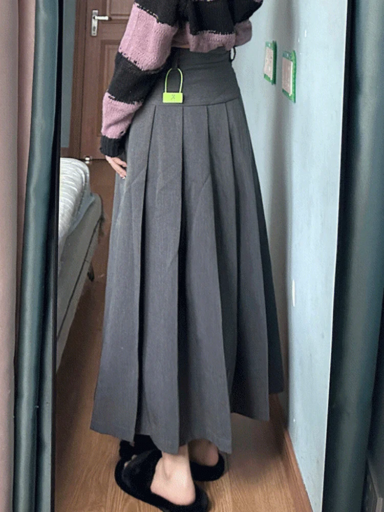 

ay A-Line Pleated Skirt Women's plus Size Pear ape High Waist Slimming Drapey Suit Skirt f-length Summer Skirts