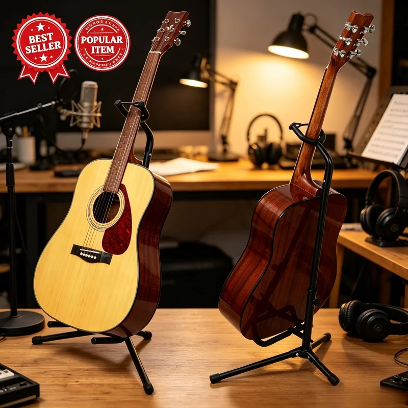 Foldable Adjustable Vertical Guitar Stand Multi‑Instrument Holder for Guitar Bass Ukulele Pipa Home Display