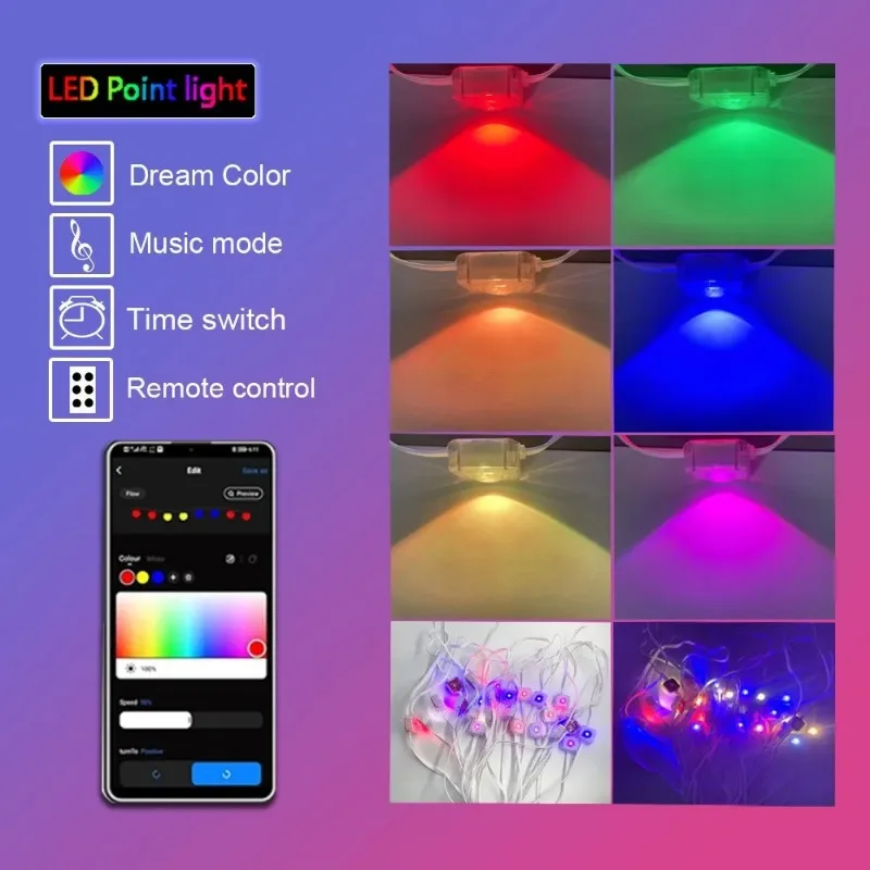 RGB Eaves Lights 30M Permanente Outdoor LED Light String Strip APP Smart DlY Auto Scène Lichteffecten Kerstvakantie Decor